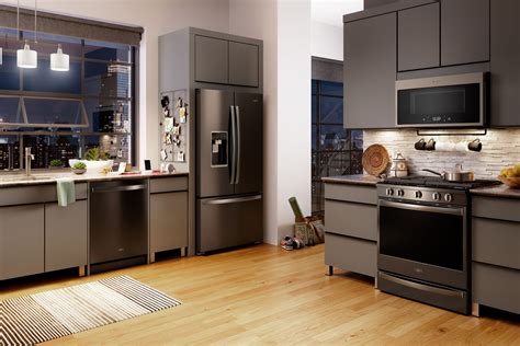 black stainless steel appliances with light cabinets|black stainless steel kitchen cabinets colors.